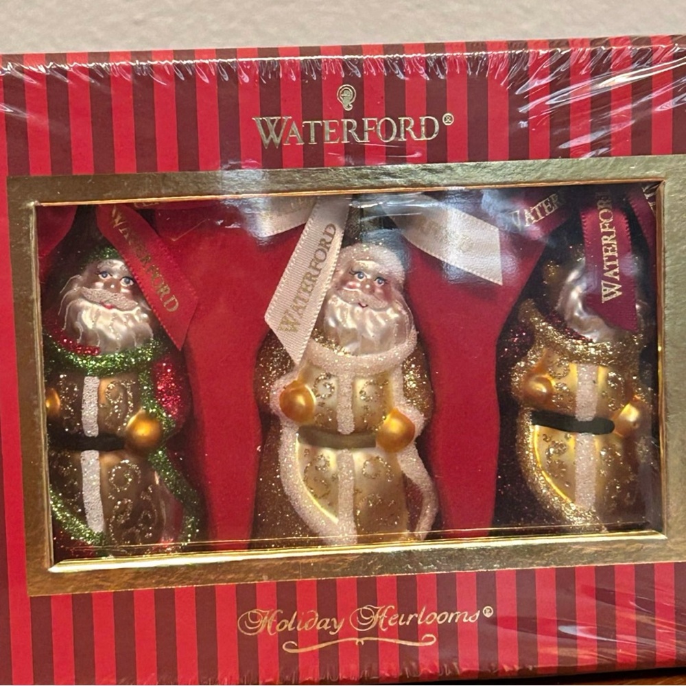 Waterford Festive Santa Ornament Trio new in the sealed box